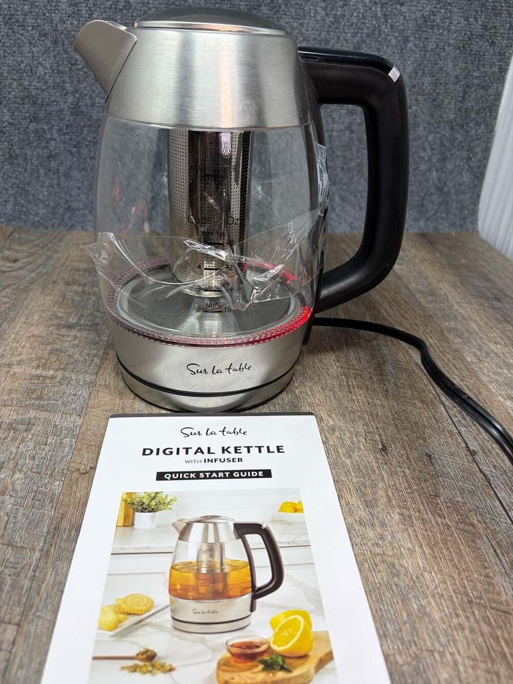 MegaChef 1.8L Glass Stainless Steel Electric Tea Kettle Fast Heating NIB. READ